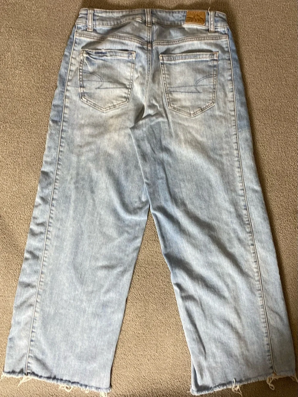 American Eagle Women’s Patchwork Stretch Low Rise Baggy Wide Leg Denim Jeans